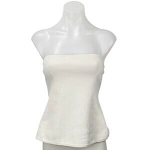 Zara White Strapless Tube Bandeau Sleeveless A Line Peplum Blouse Top Size M